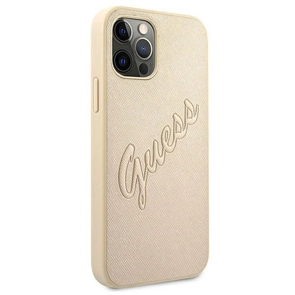 Guess GUHCP12LRSAVSLG iPhone 12 Pro Max 6.7" gold/gold hardcase Saffiano Vintage Script_3