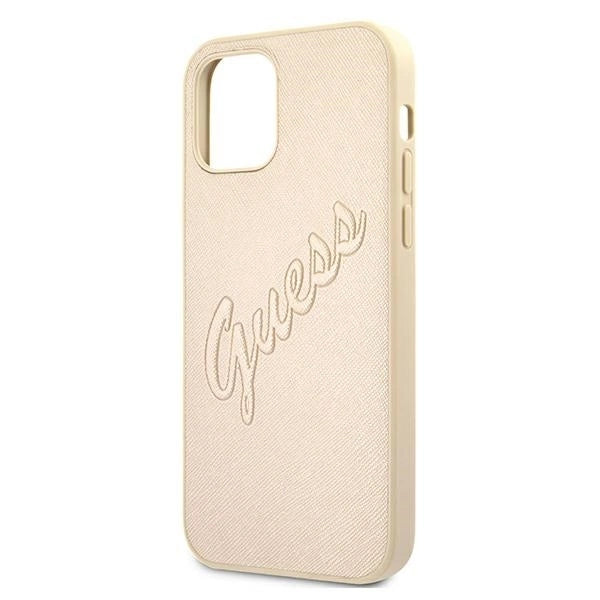 Guess GUHCP12LRSAVSLG iPhone 12 Pro Max 6.7" gold/gold hardcase Saffiano Vintage Script_5