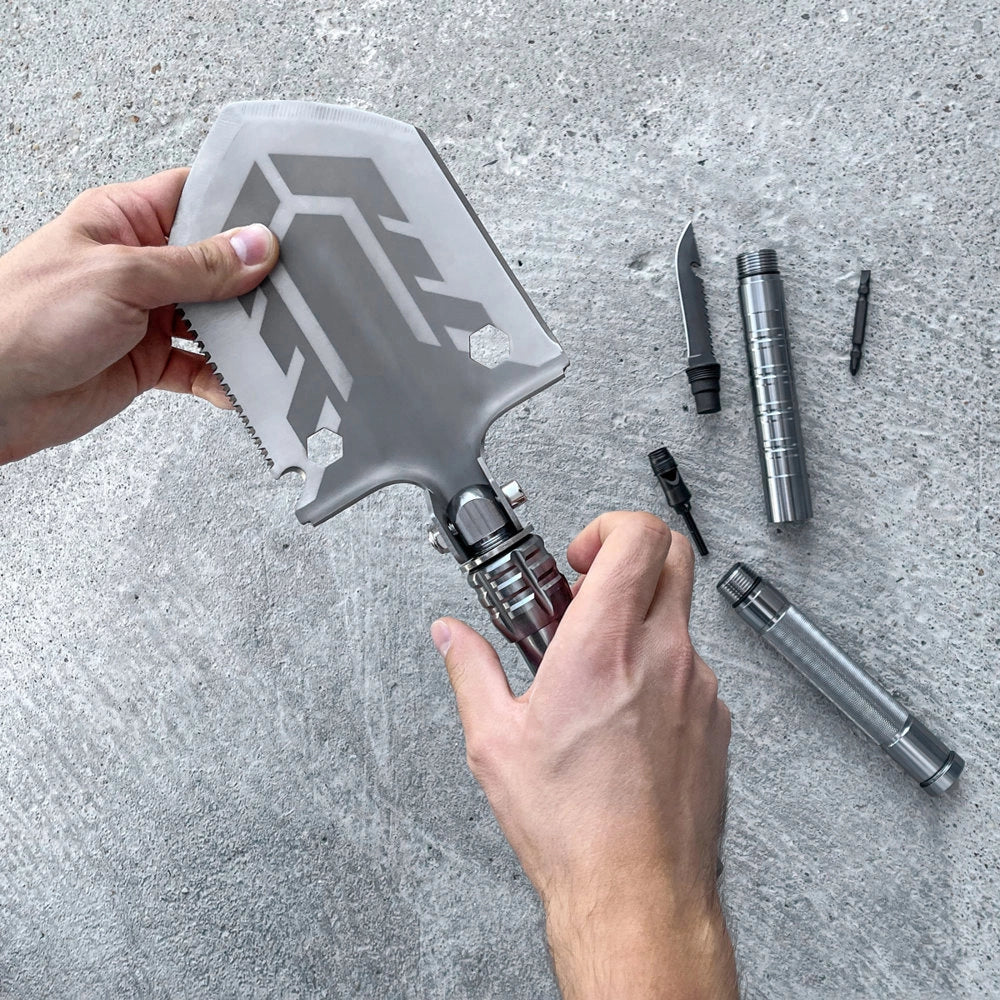 Survival shovel 10-in-1 folding shovel with knife, screwdriver, glass breaker_13