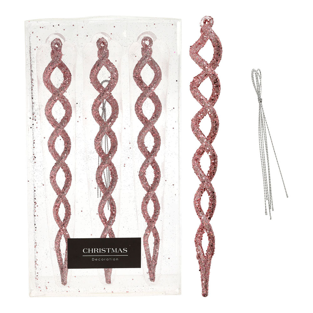 Kit 3un enfeite espirais rosa brilhantes_0