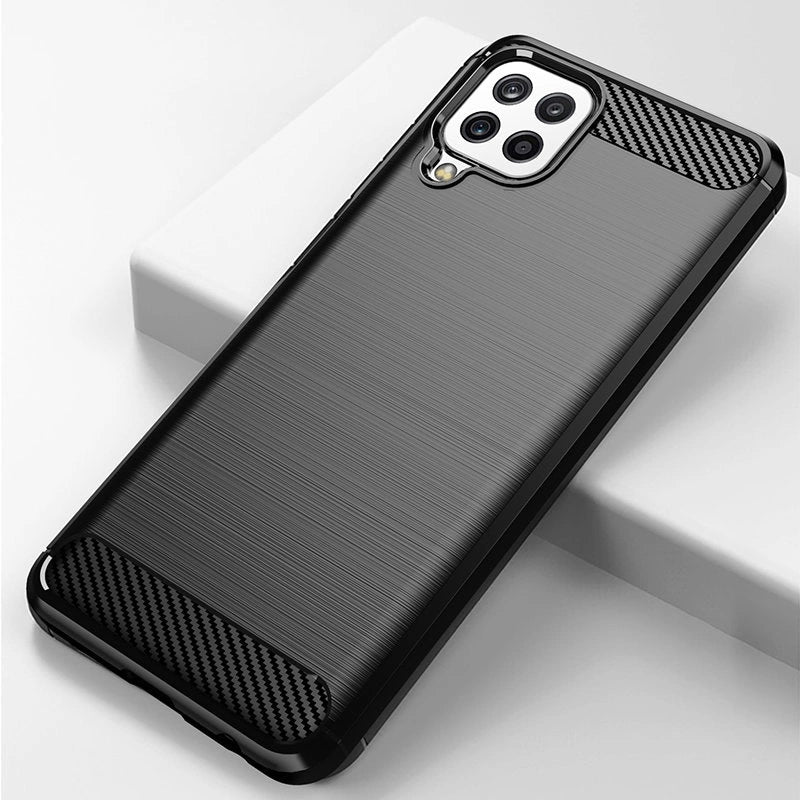 Carbon Case Flexible Cover TPU Case for Samsung Galaxy A22 4G black_1