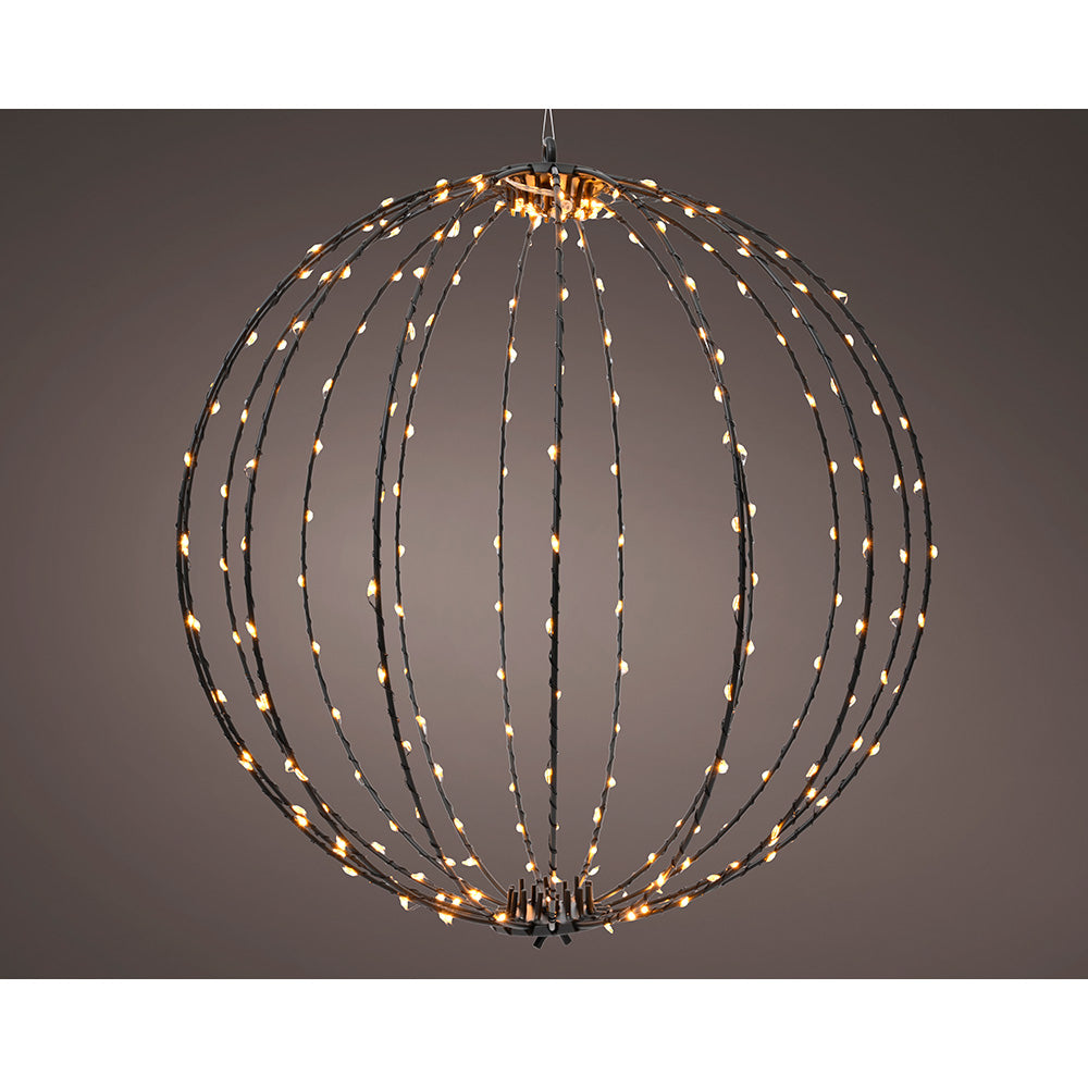 Enfeite led bola" com aro metálico preto, para pendurar, ø38cm. lumineo"_0
