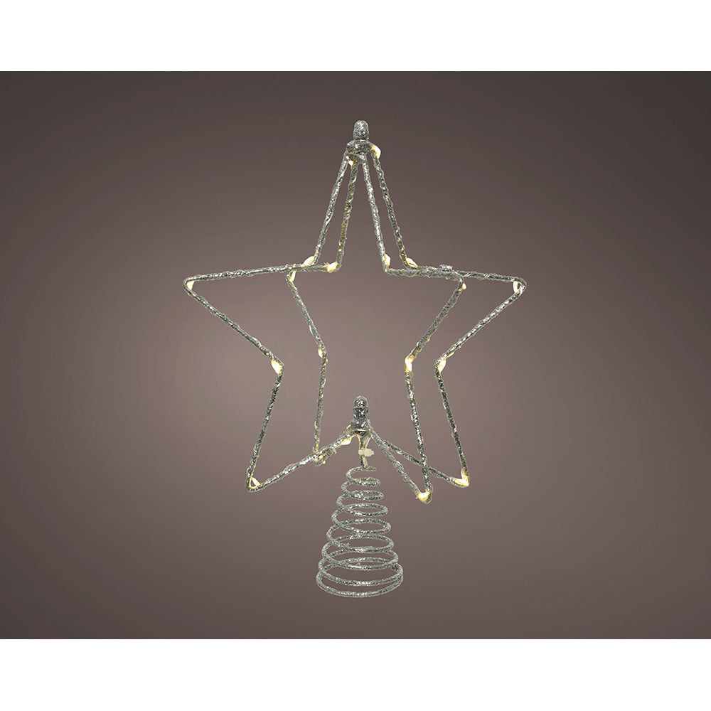 Estrela prateada para árvore de natal, arame microled, 20x5x25cm. lumineo_0
