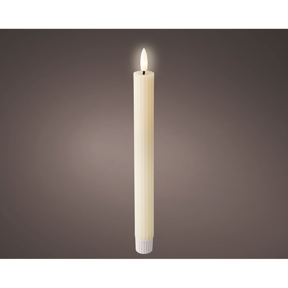 Vela led de cera bege, relevo ø2,2 x 24,5 cm. pack 2 unidades_0