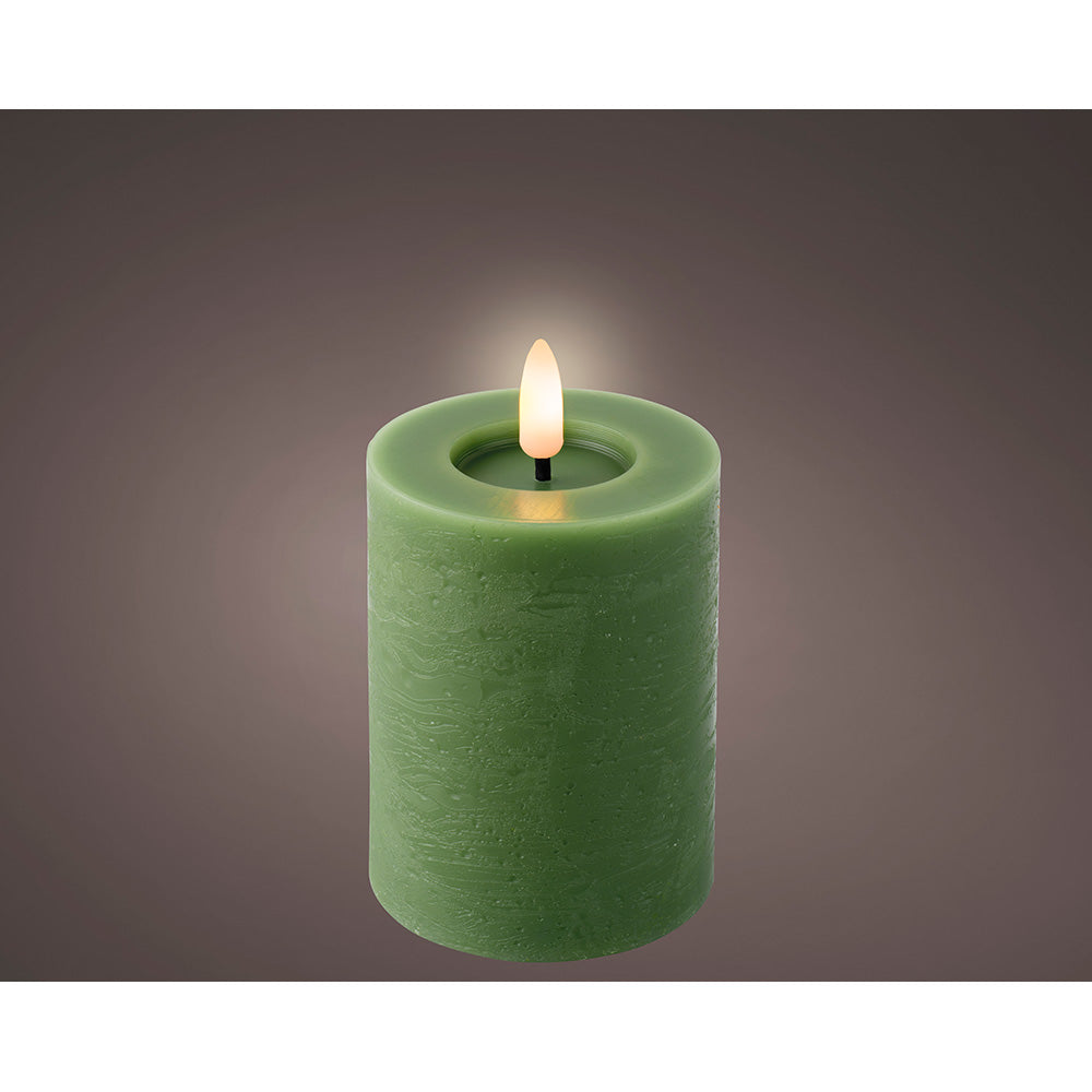Vela de cera led, cor verde, superfÃcie rústica ø7 x 11,2 cm_0