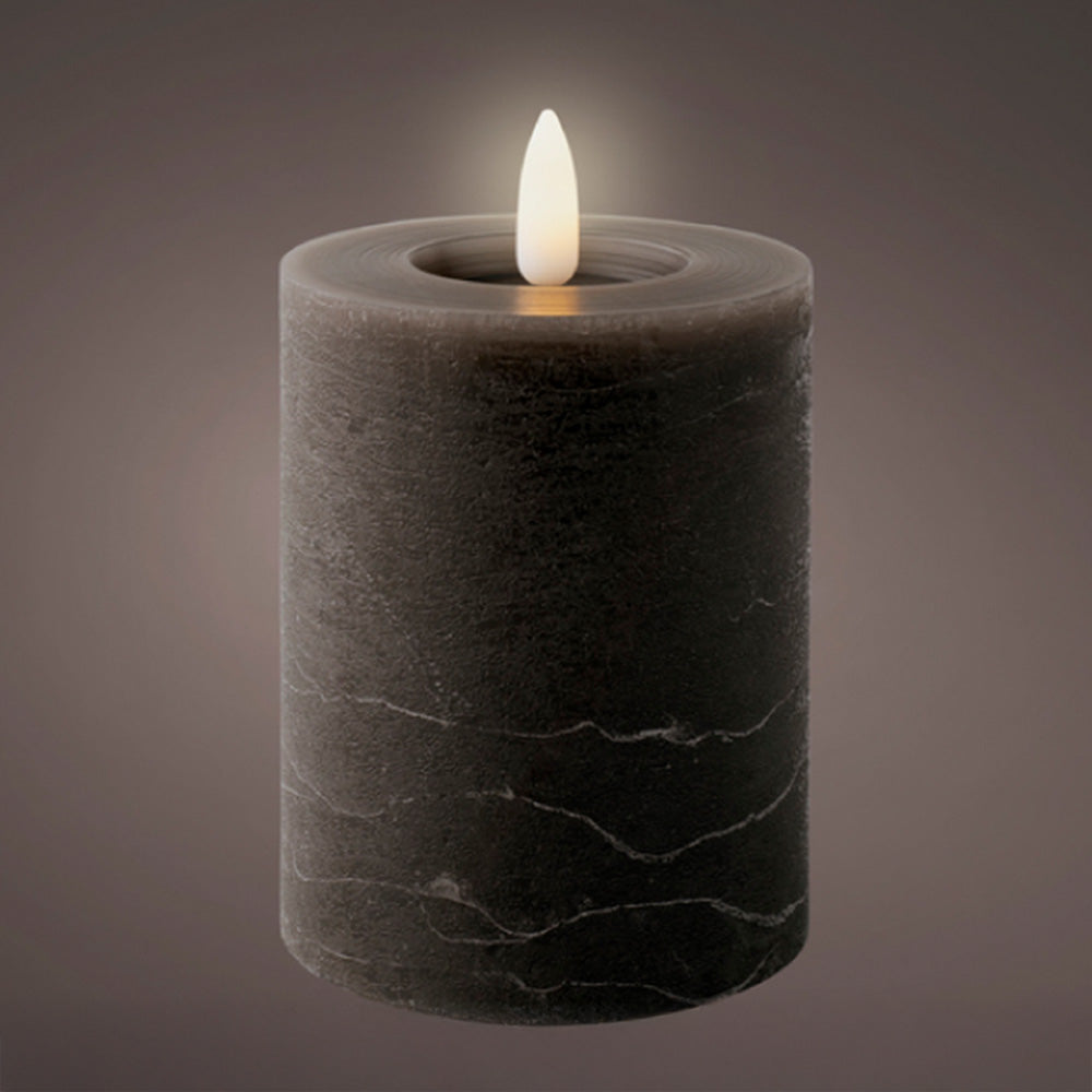 Vela de cera led, cinza antracite, superfÃcie rústica, ø7 x 11,2 cm_0