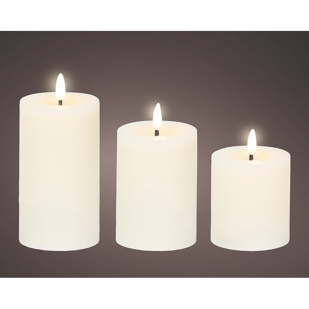 Vela de cera led branca ø7 cm com diferentes alturas, 3 unidades_0