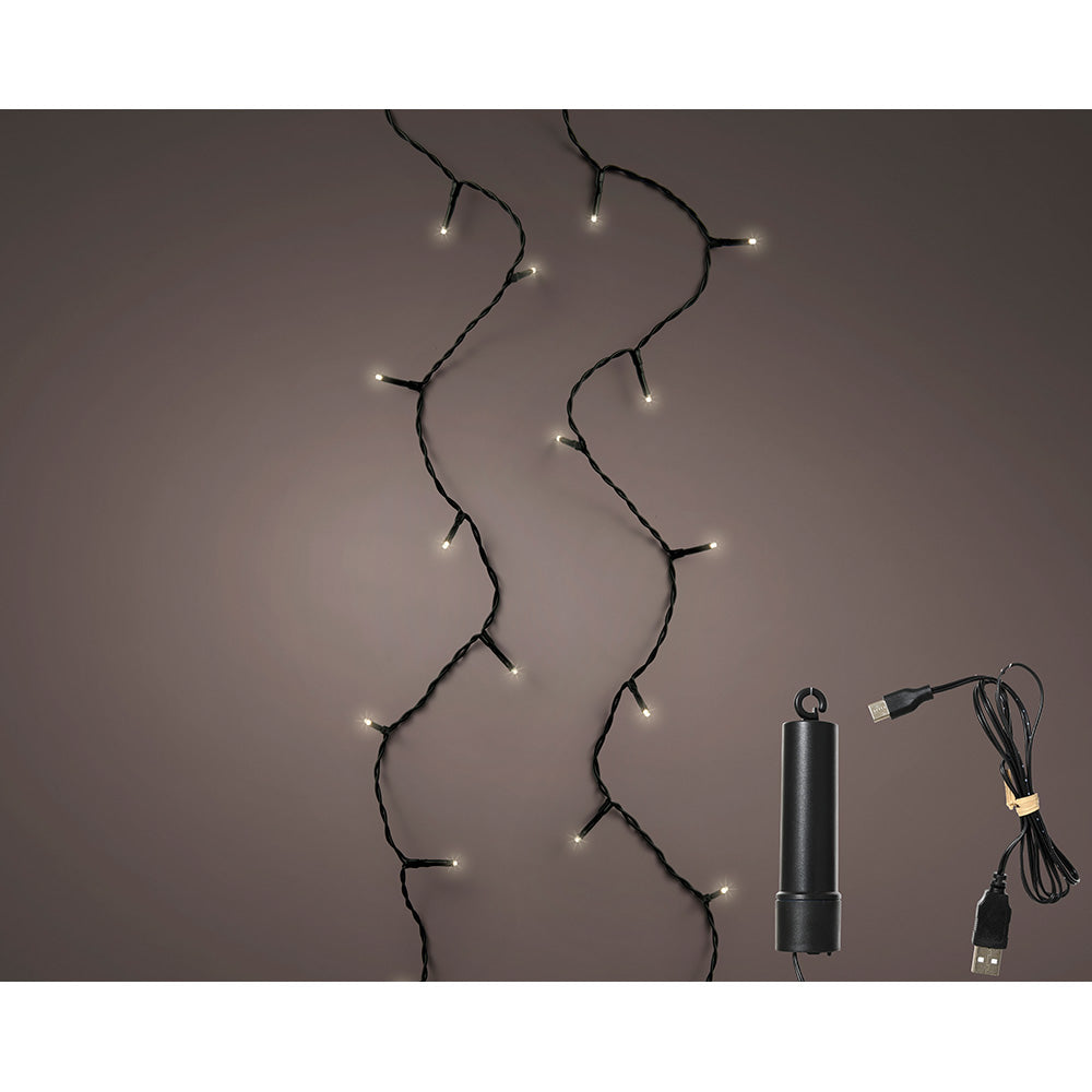 Fio de led multifuncional com bateria 100 leds multicolores com cabo preto para exterior 7,4 m_0