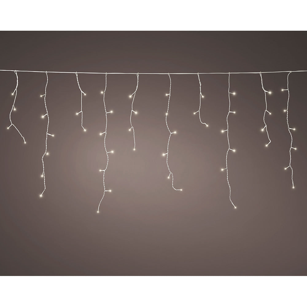 Cortina de sinal de led conectada (interconectável) multifuncional 250 leds luz quente com efeito piscante para exterior branco 7,35 m_0