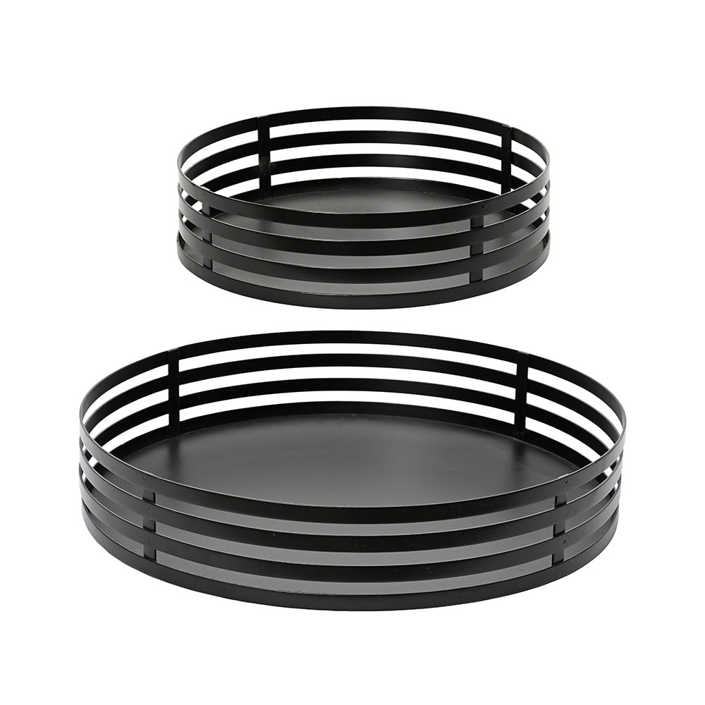 Conjunto de bandejas de ferro preto ø38 e ø28 cm, 2 peças_0