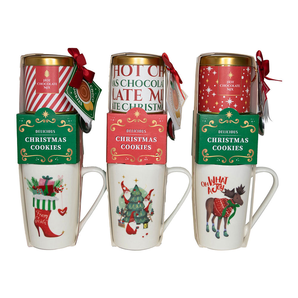 Caneca de natal com bolachas e mistura de chocolate quente. 3 variedade de modelos_0