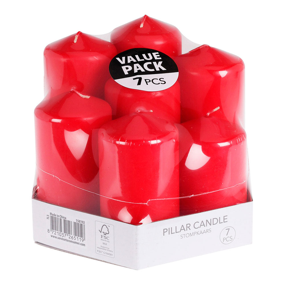 Velas vermelhas ø55 mm com alturas diferentes, 7 pcs_0