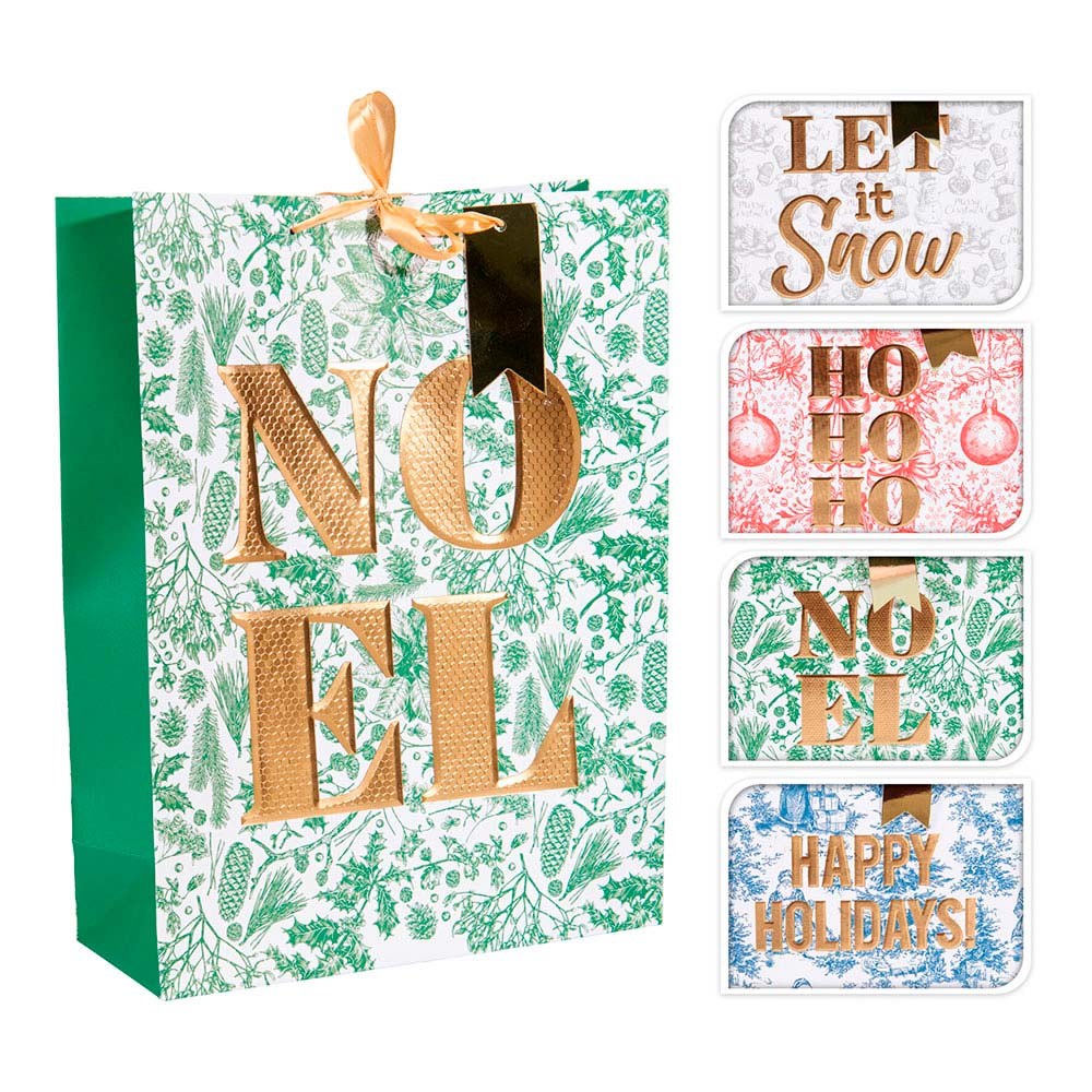 Saco de prendas de natal com detalhes dourados, modelos variados, grande, 30 x 12 x 40 cm_0