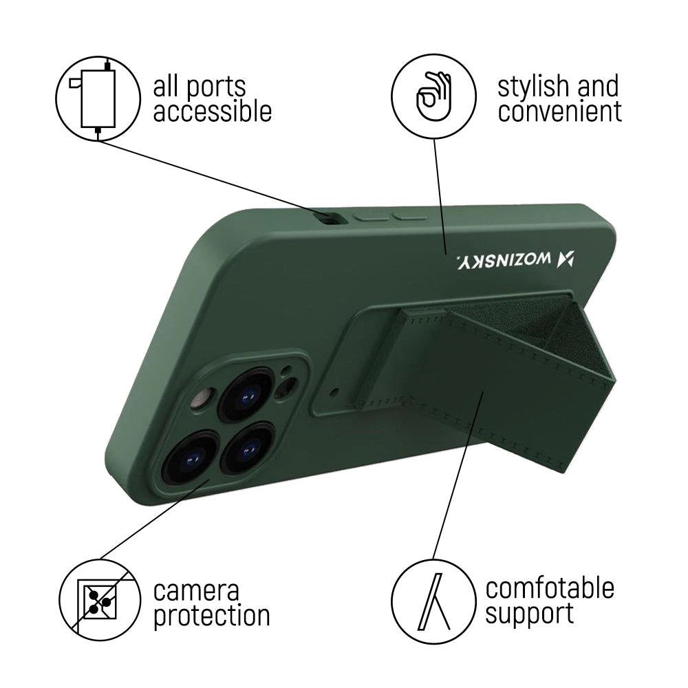 Wozinsky Kickstand Case Silicone Stand Cover for Samsung Galaxy A22 4G Black_1