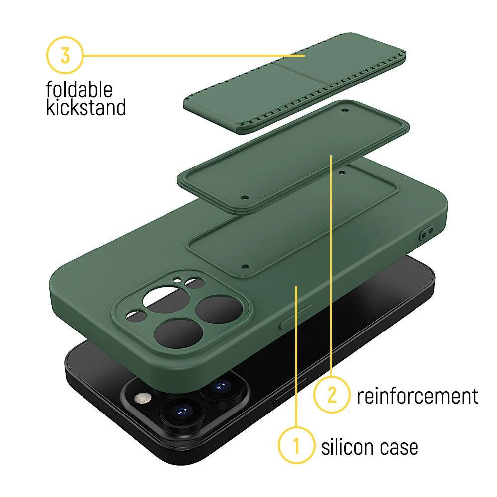 Wozinsky Kickstand Case Silicone Stand Cover for Samsung Galaxy A22 4G Black_2