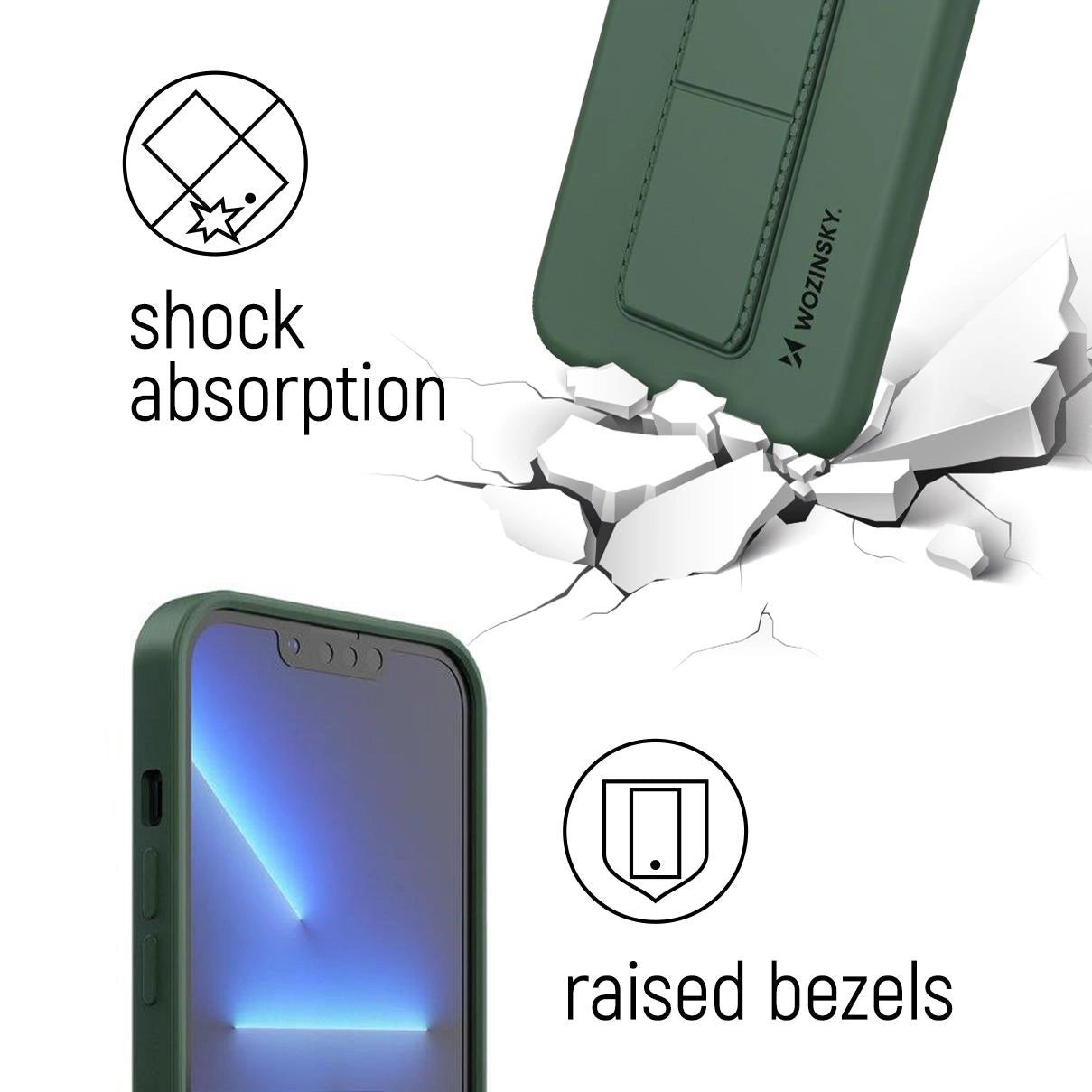 Wozinsky Kickstand Case Silicone Stand Cover for Samsung Galaxy A22 4G Black_3