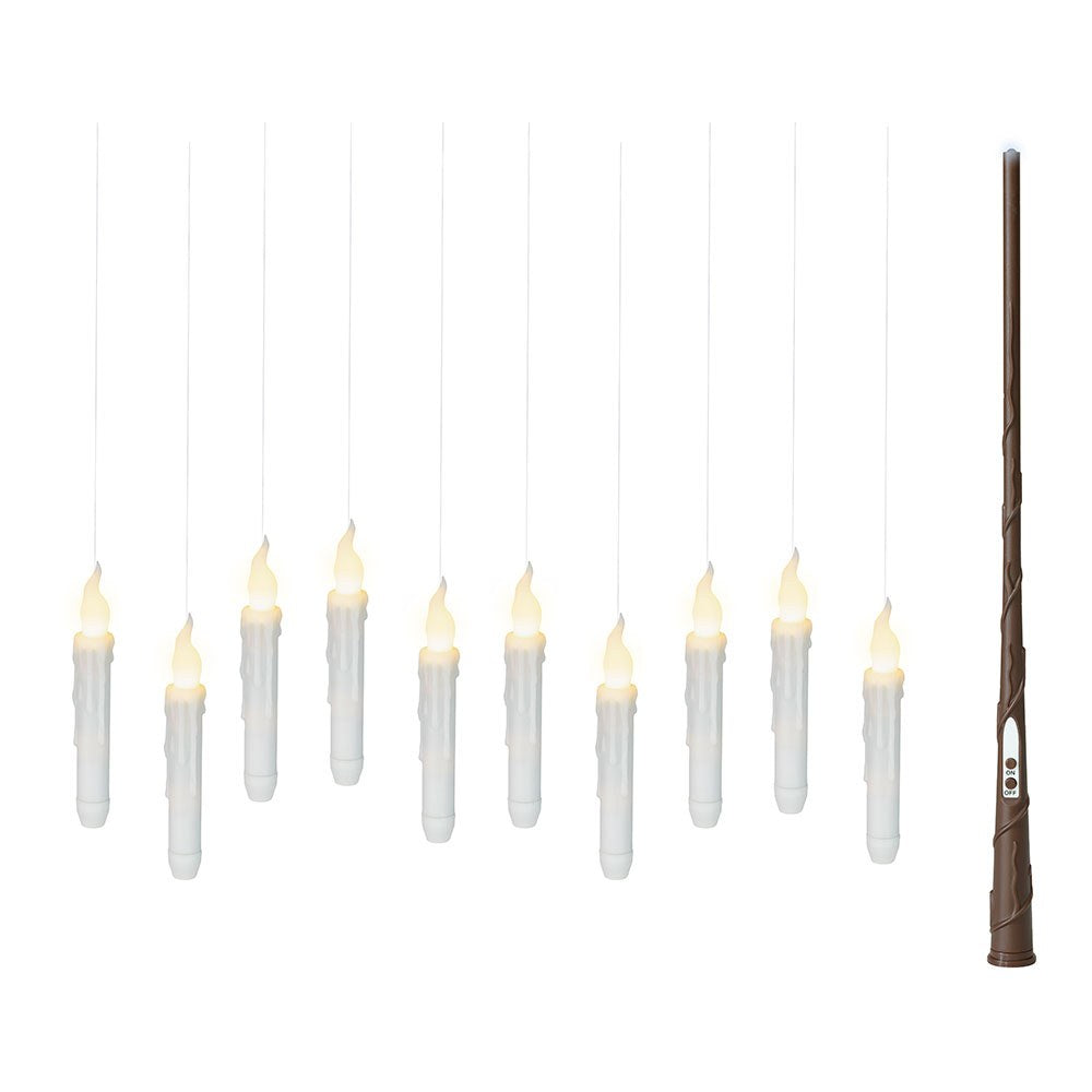 Velas led flutuantes efeito chama com varinha mágica, uso interior, branco quente, conjunto de 10 un_0