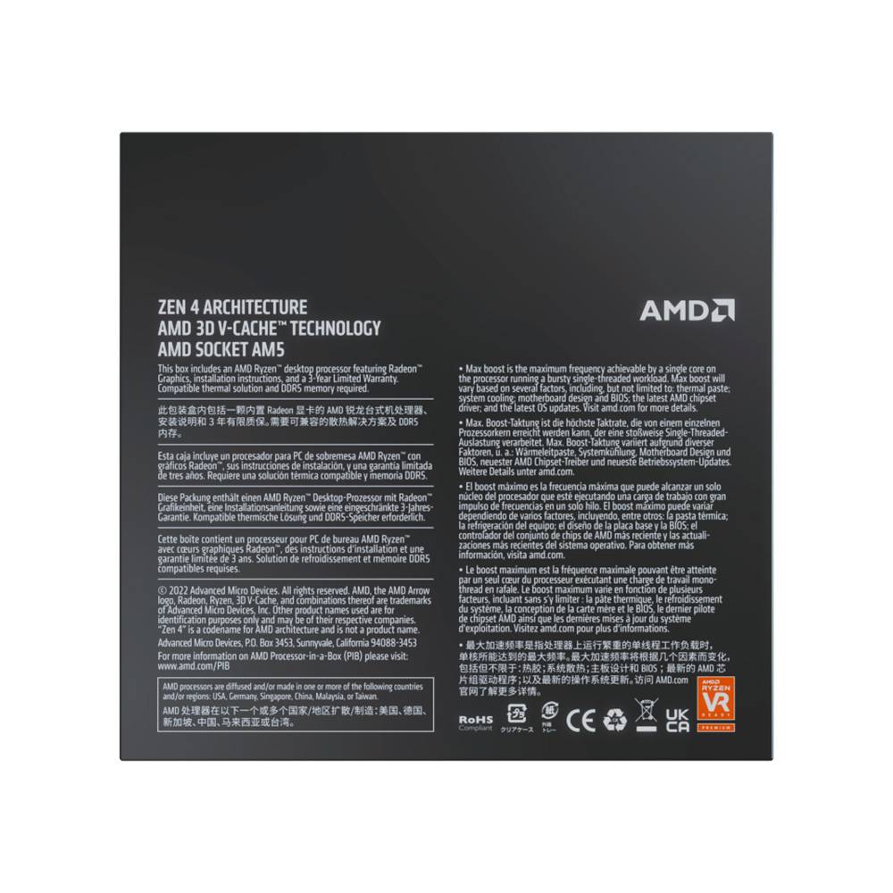 Processador AMD Ryzen 7 7800X3D "Zen 4" 8-Core 4.2GHz c/ Turbo 5.0GHz 104MB Cache SktAM5