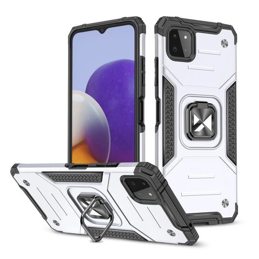 Wozinsky Ring Armor Case Kickstand Tough Rugged Cover for Samsung Galaxy A22 4G silver_0