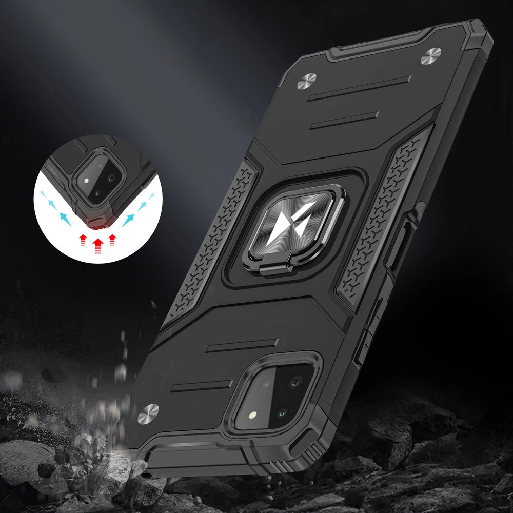 Wozinsky Ring Armor Case Kickstand Tough Rugged Cover for Samsung Galaxy A22 4G silver_6