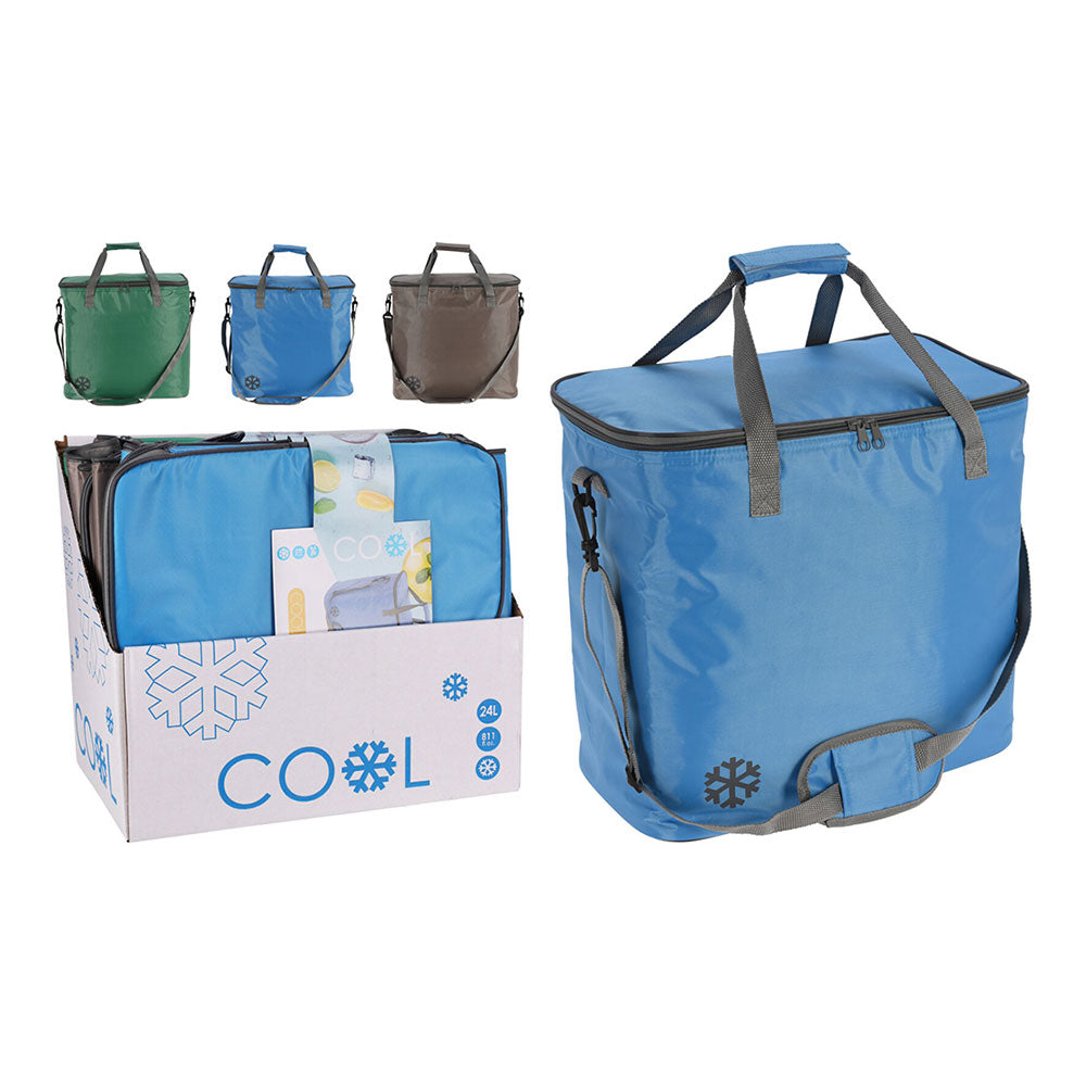 Cooler tipo bolsa isotérmica de 24 l, acabamento preto, cores variadas_0
