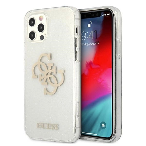 Guess GUHCP12LPCUGL4GTR iPhone 12 Pro Max 6.7" transparent hard case Glitter 4G Big Logo_0