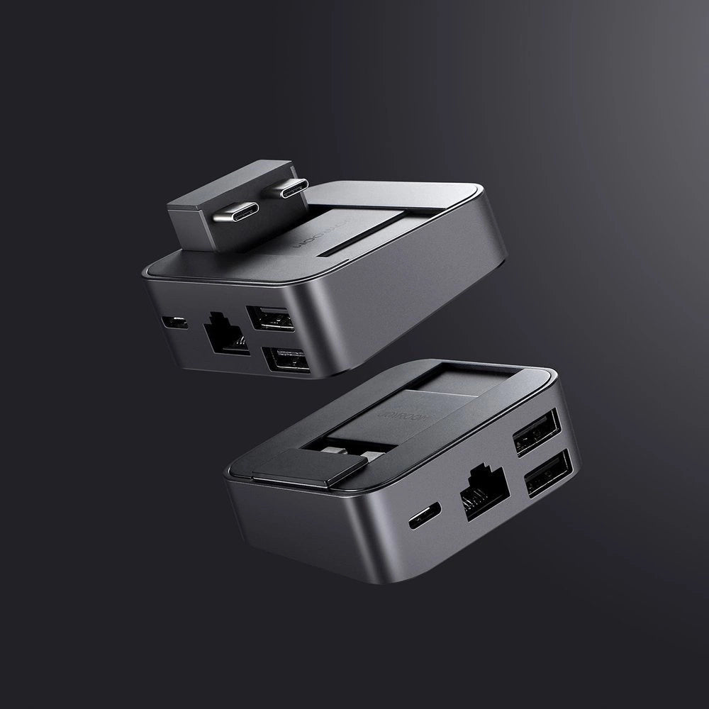 Joyroom HUB S-H121 USB-C - USB-A 3.0 / RJ45 / HDMI / USB-C / Thunderbolt cradle for MacBook Pro - gray_9