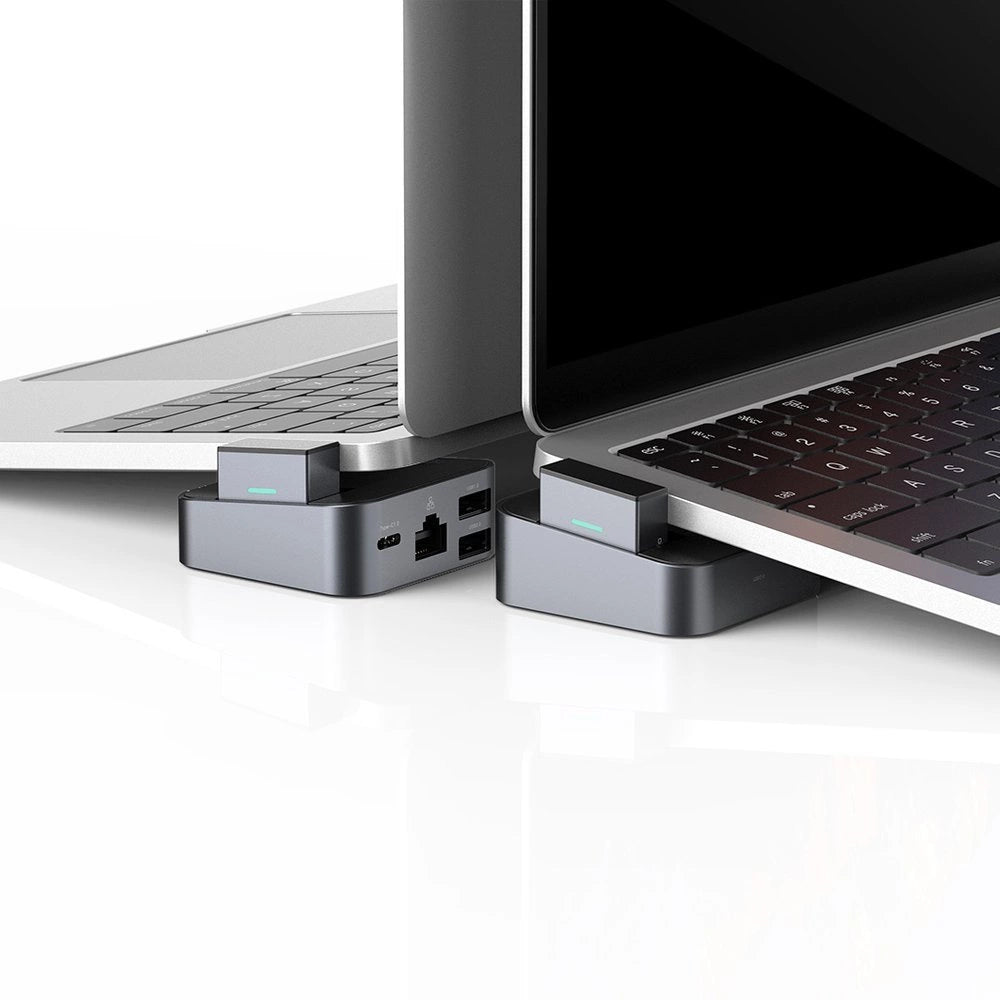 Joyroom HUB S-H121 USB-C - USB-A 3.0 / RJ45 / HDMI / USB-C / Thunderbolt cradle for MacBook Pro - gray_4
