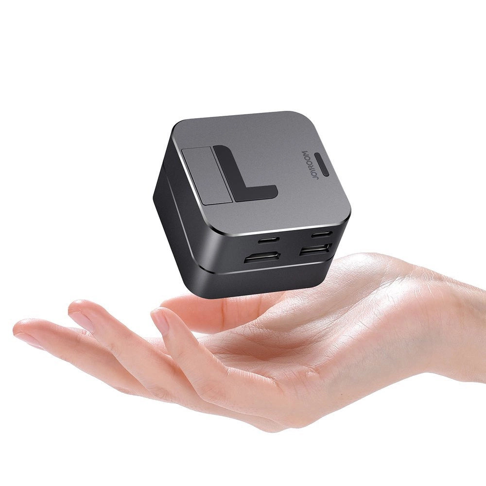 Joyroom HUB S-H121 USB-C - USB-A 3.0 / RJ45 / HDMI / USB-C / Thunderbolt cradle for MacBook Pro - gray_1