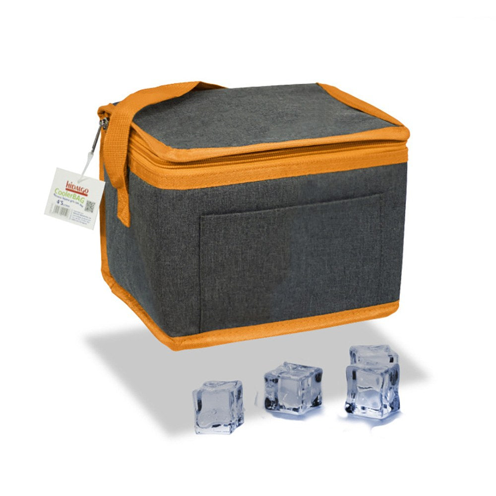 Bolsa térmica 4,5 l design de ganga cinzento com ribete e alça laranja, 20 x 15 x 15 cm_0