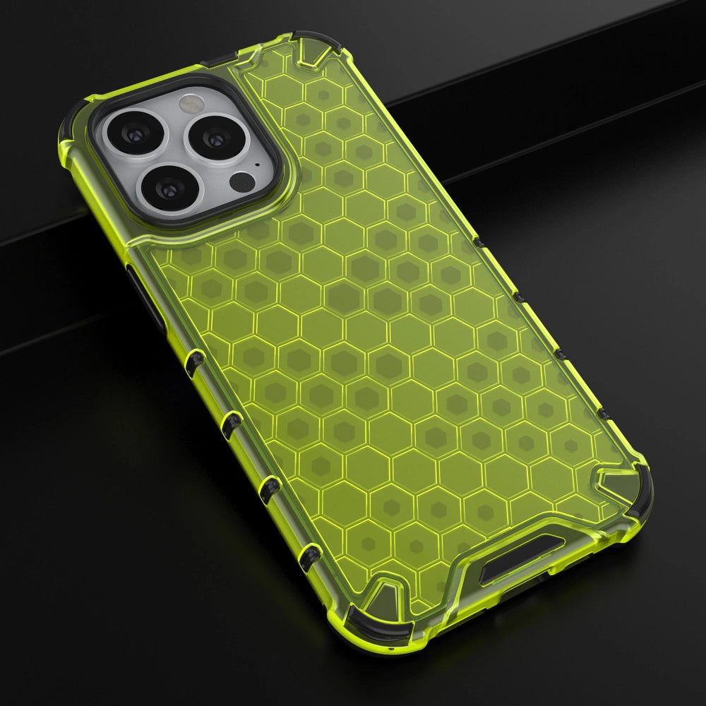 Honeycomb Case armor cover with TPU Bumper for iPhone 13 Pro green_13