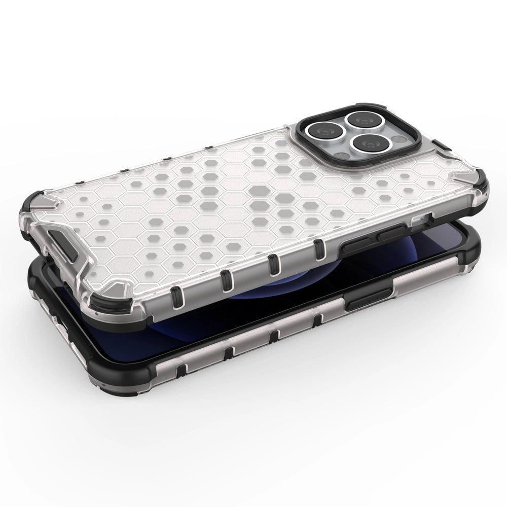 Honeycomb Case armor cover with TPU Bumper for iPhone 13 Pro green_3
