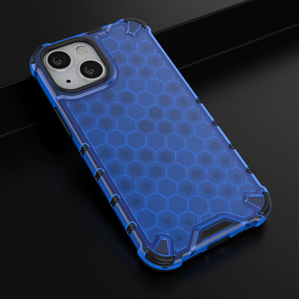 Honeycomb Case armor cover with TPU Bumper for iPhone 13 mini blue_13