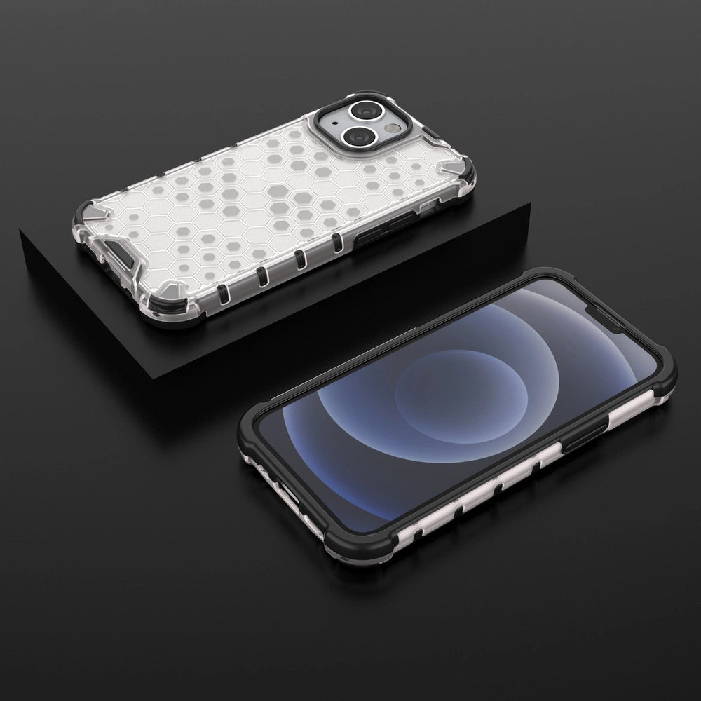 Honeycomb Case armor cover with TPU Bumper for iPhone 13 mini transparent_12