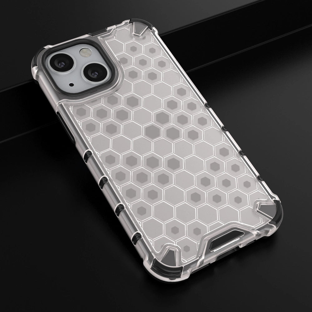 Honeycomb Case armor cover with TPU Bumper for iPhone 13 mini transparent_13