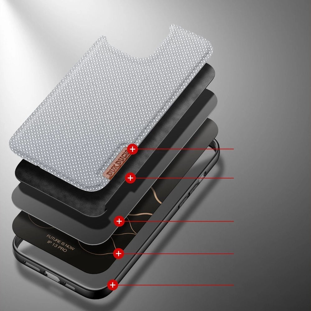 Dux Ducis Fino case covered with nylon material for iPhone 13 Pro gray_2