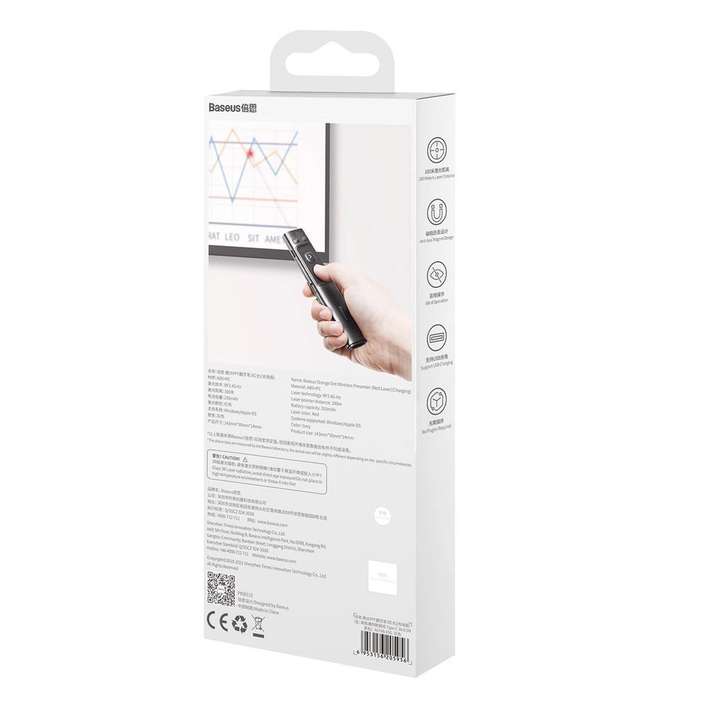 Baseus Orange Dot wireless laser pointer for presentations - gray (with battery)_11