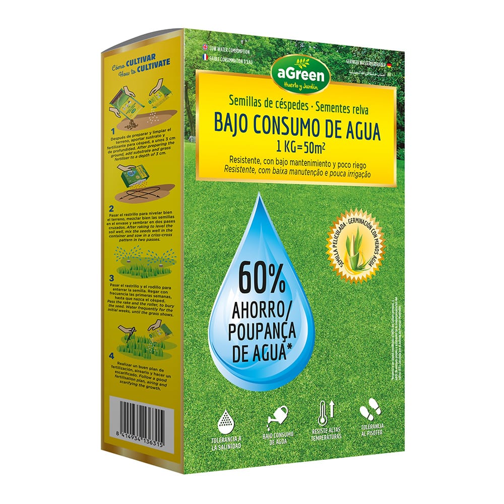 Sementes de relva com baixo consumo de água 1 kg = 50 m2 60% de economia de água_0