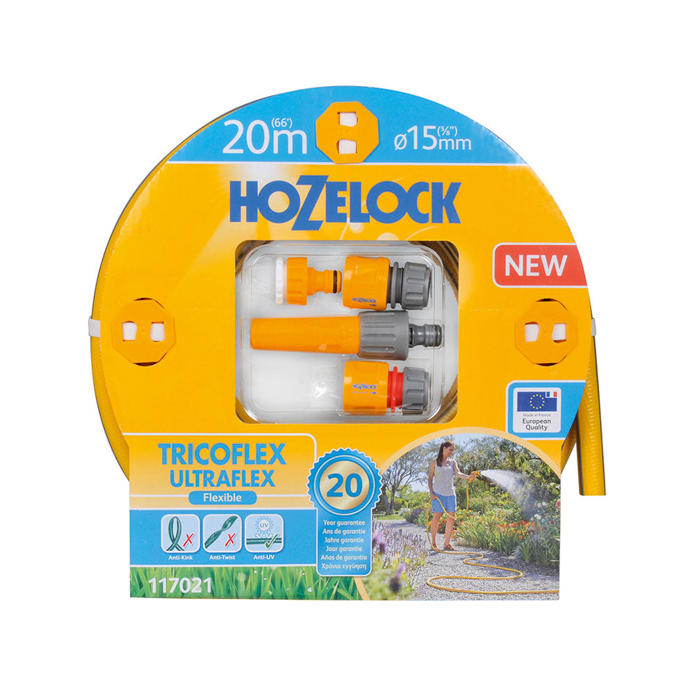 Kit mangueira tricoflex ultraflex ø15mm 20m (inclui agulheta e ligações) 117021 hozelock_0