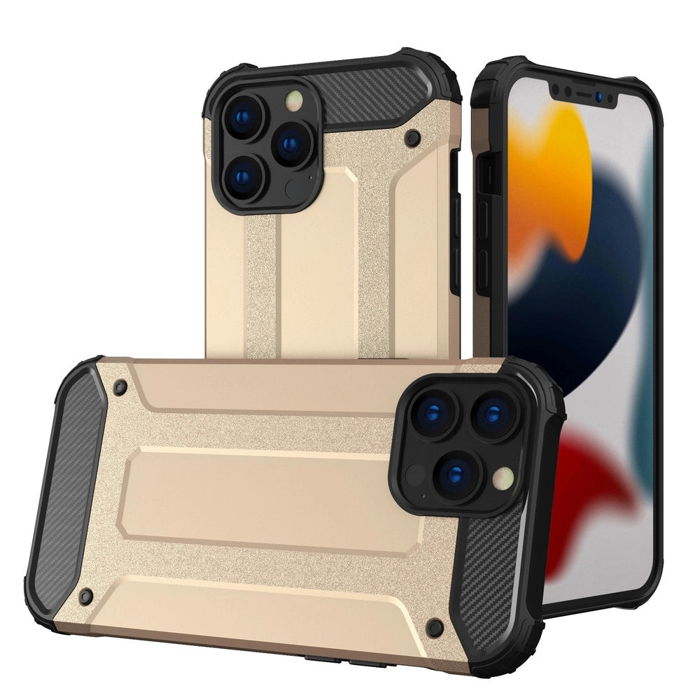 Hybrid Armor Case Tough Rugged Cover for iPhone 13 Pro golden_0
