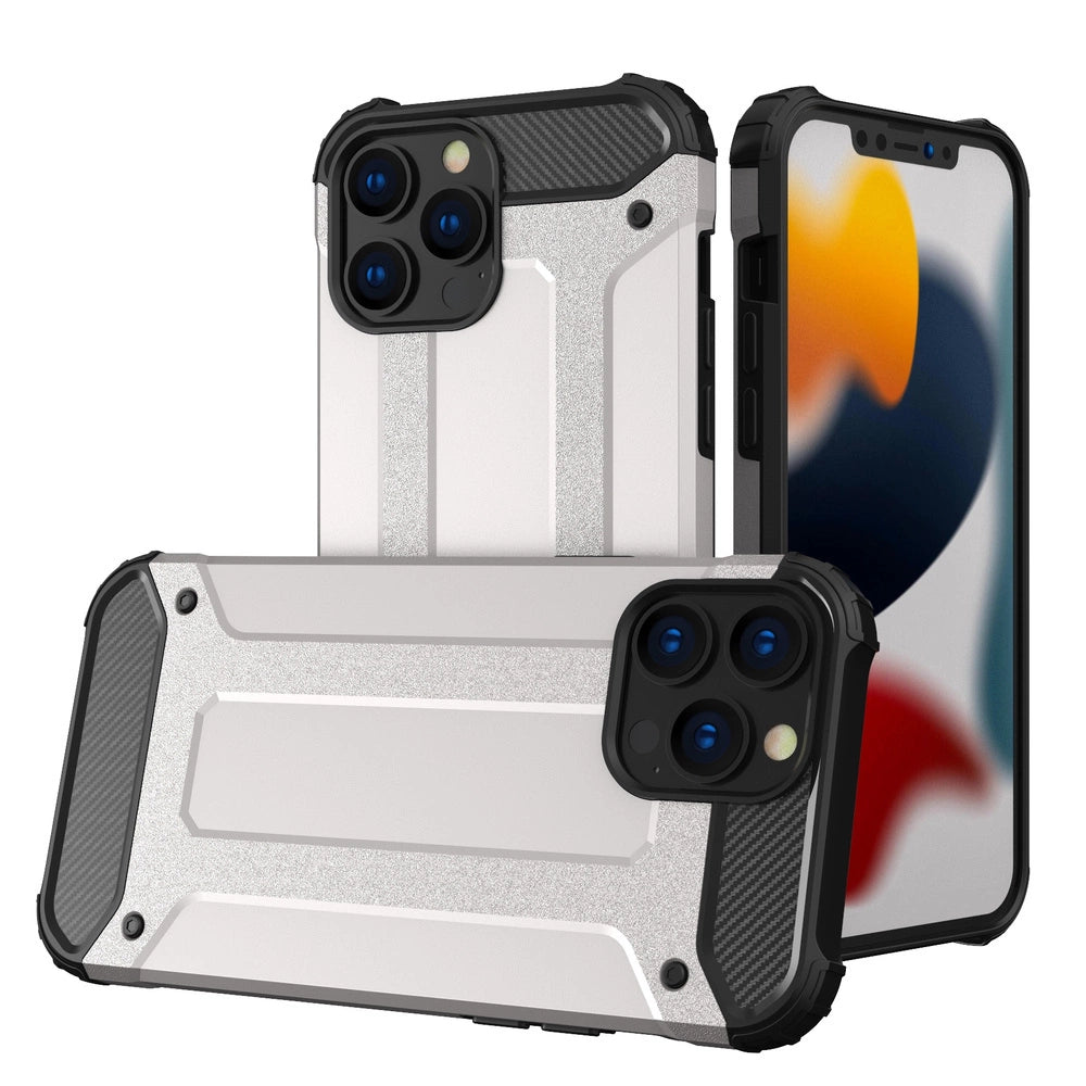 Hybrid Armor Case Tough Rugged Cover for iPhone 13 Pro silver_0