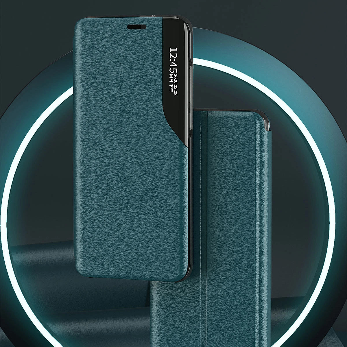 Eco Leather View Case elegant bookcase type case with kickstand for iPhone 13 Pro Max green_1