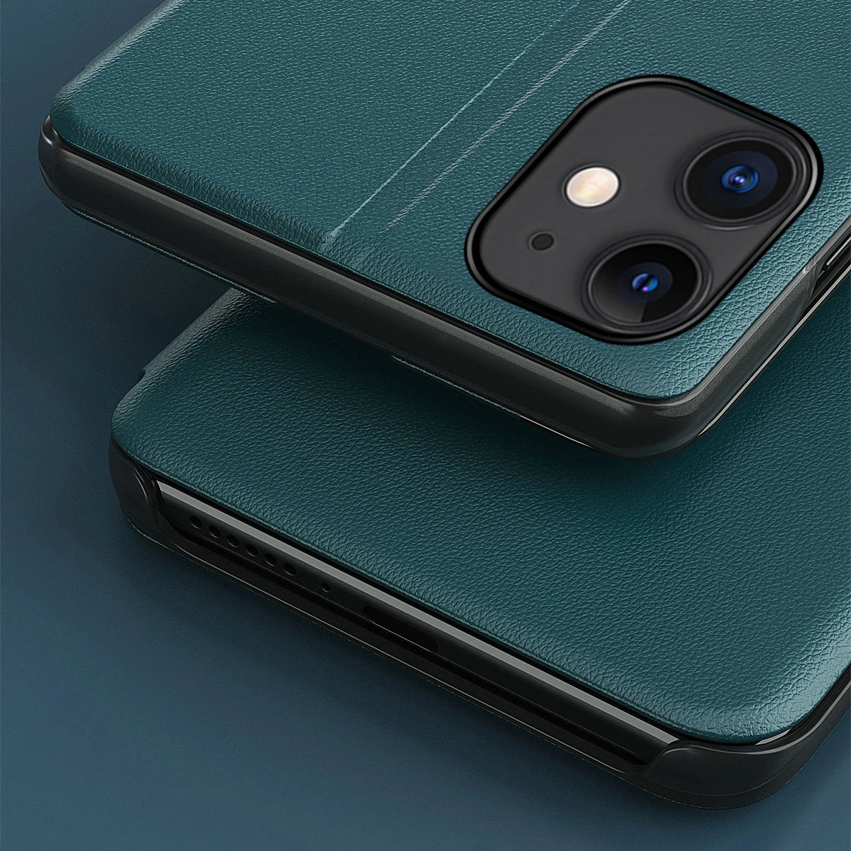 Eco Leather View Case elegant bookcase type case with kickstand for iPhone 13 Pro Max green_6