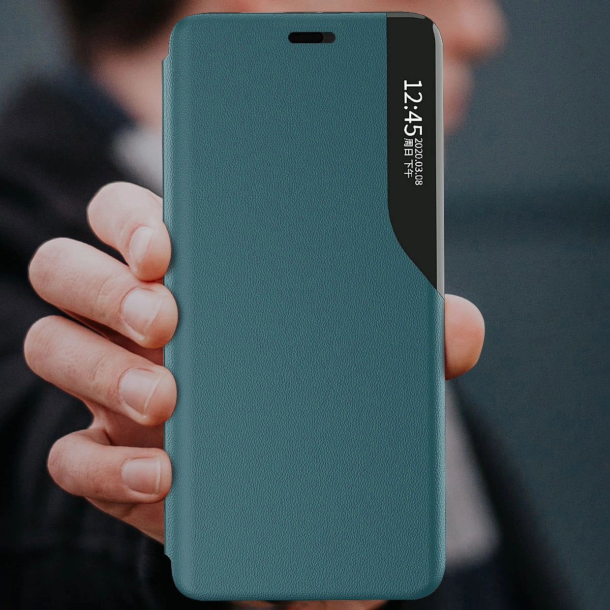 Eco Leather View Case elegant bookcase type case with kickstand for iPhone 13 Pro Max green_8
