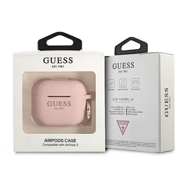 Guess GUA3SGGEP AirPods 3 cover pink/pink Silicone Glitter_2