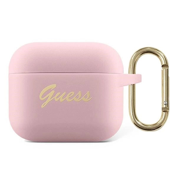 Guess GUA3SSSI AirPods 3 cover pink/pink Silicone Vintage Script_0