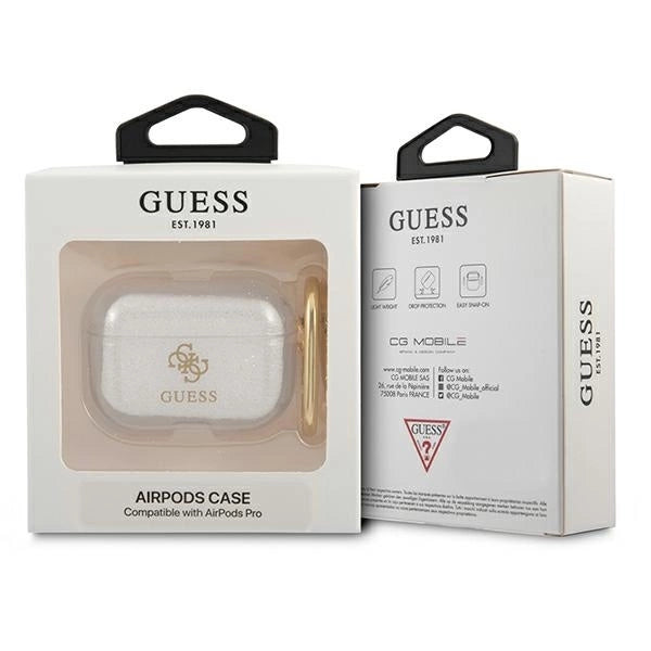 Guess GUAPUCG4GT AirPods Pro cover Transparent Glitter Collection_2