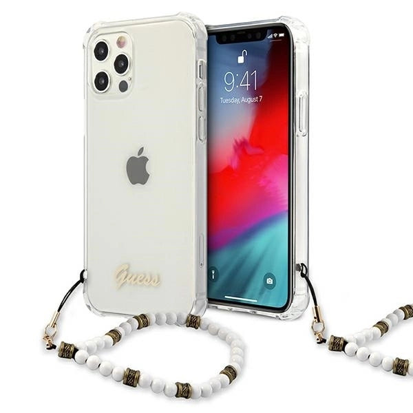 Guess GUHCP12MKPSWH iPhone 12/12 Pro 6.1" Transparent Hardcase White Pearl_0