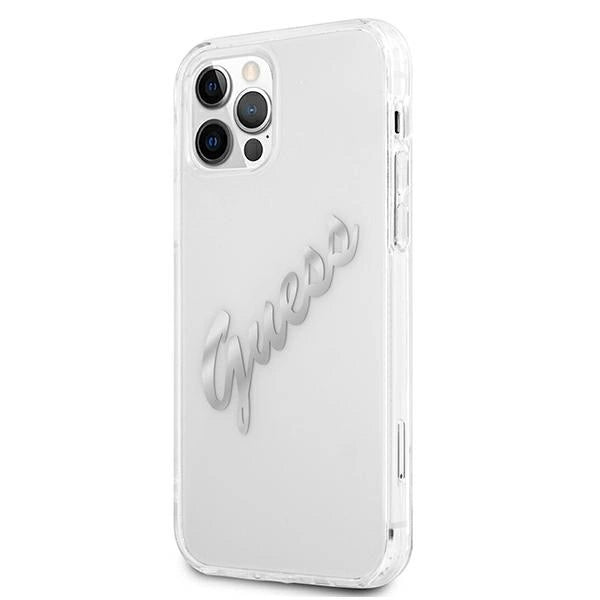 Guess GUHCP12MKTRSVSI iPhone 12/12 Pro 6.1" Transparent hardcase Vintage Script Silver_1