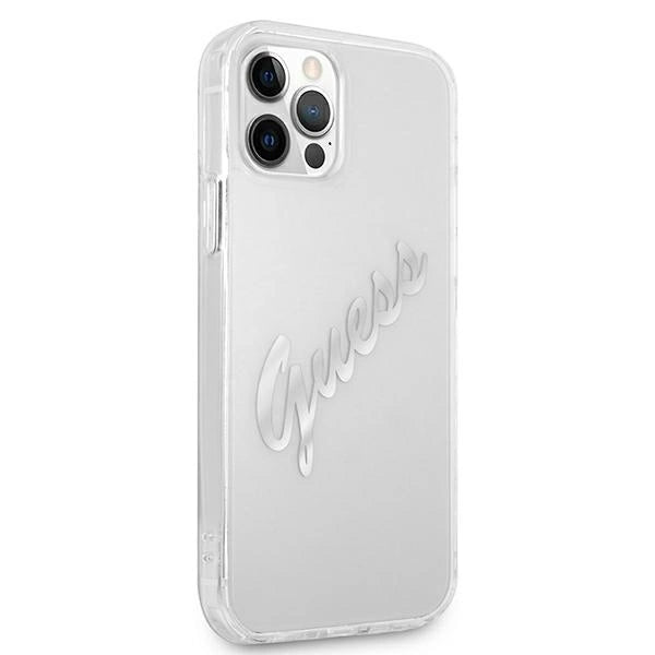 Guess GUHCP12MKTRSVSI iPhone 12/12 Pro 6.1" Transparent hardcase Vintage Script Silver_3